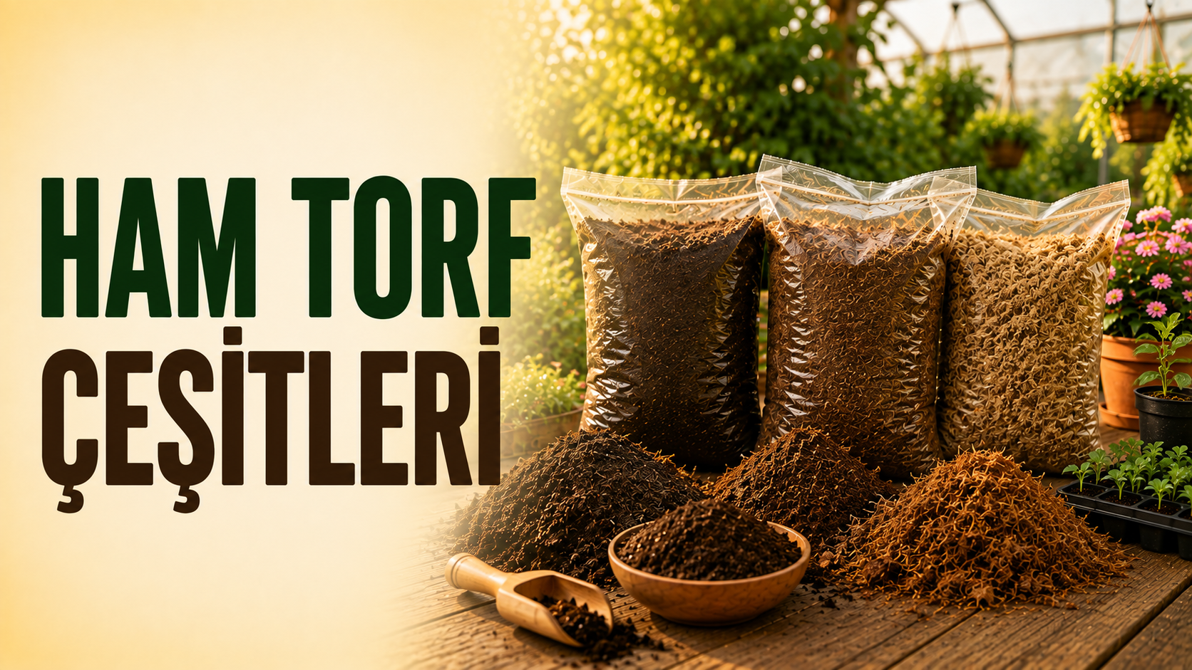 Ham torf çeşitleri – sphagnum ve asidik torf paketleri ile farklı doku ve fraksiyonlarda torf örnekleri