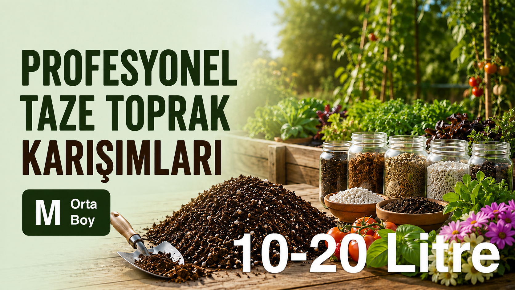 10 ve 20 litrelik profesyonel taze toprak karışımları – orta boy ambalaj seçenekleri ve karışım bileşenleri