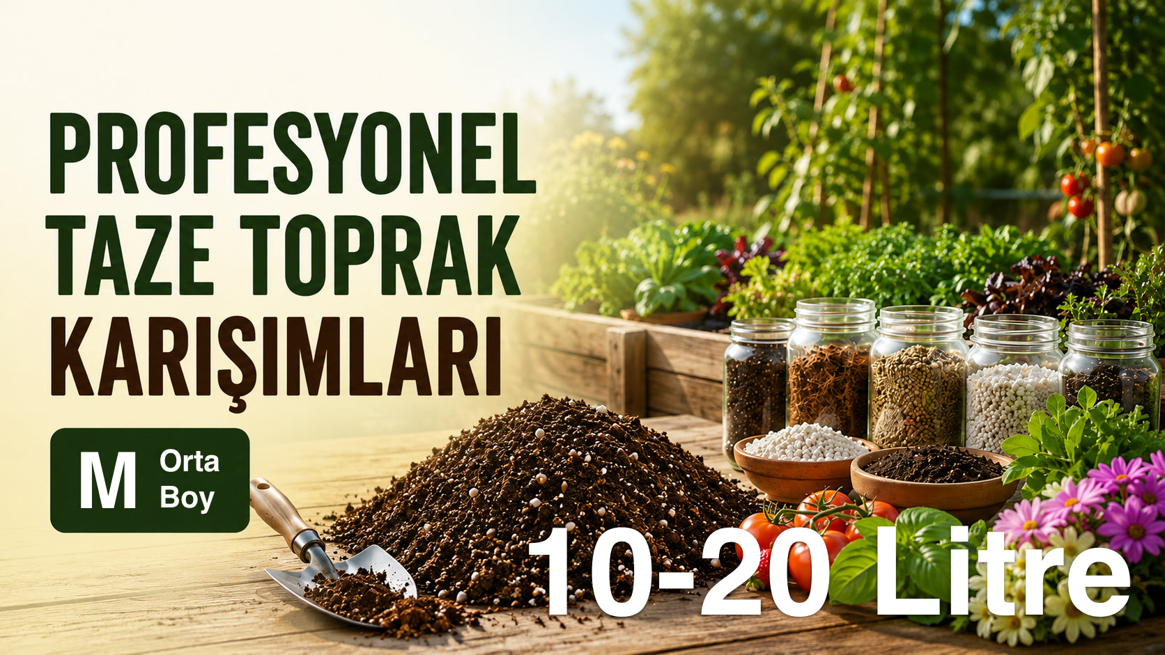 10 ve 20 litrelik profesyonel taze toprak karışımları – orta boy ambalaj seçenekleri ve karışım bileşenleri