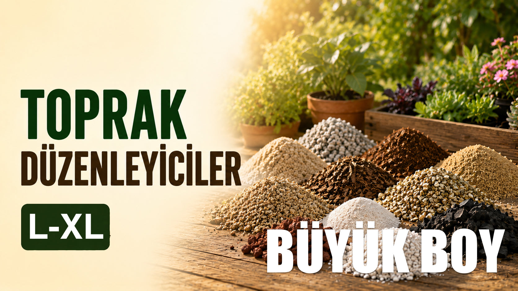 Büyük boy toprak düzenleyiciler – mineral granül çeşitleri yığınlar halinde