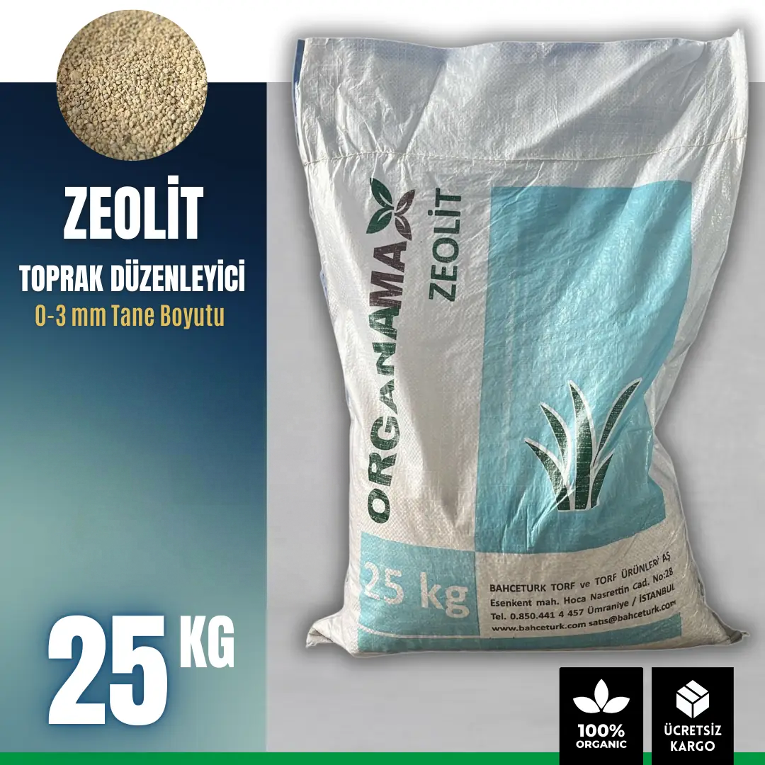 Zeolit A kalite 0-3 mm – 25 kg doğal toprak düzenleyici çuvalı