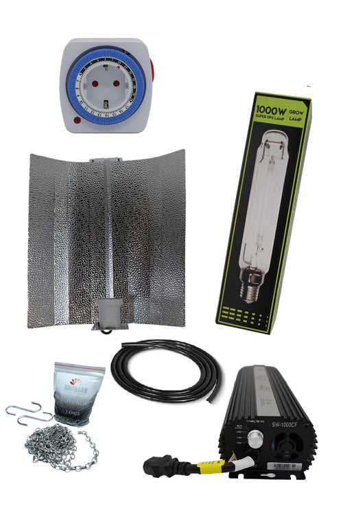 1000 W elektronik balastlı HPS set – yüksek güçlü dimerli balast ve sodyum ampullü reflektör