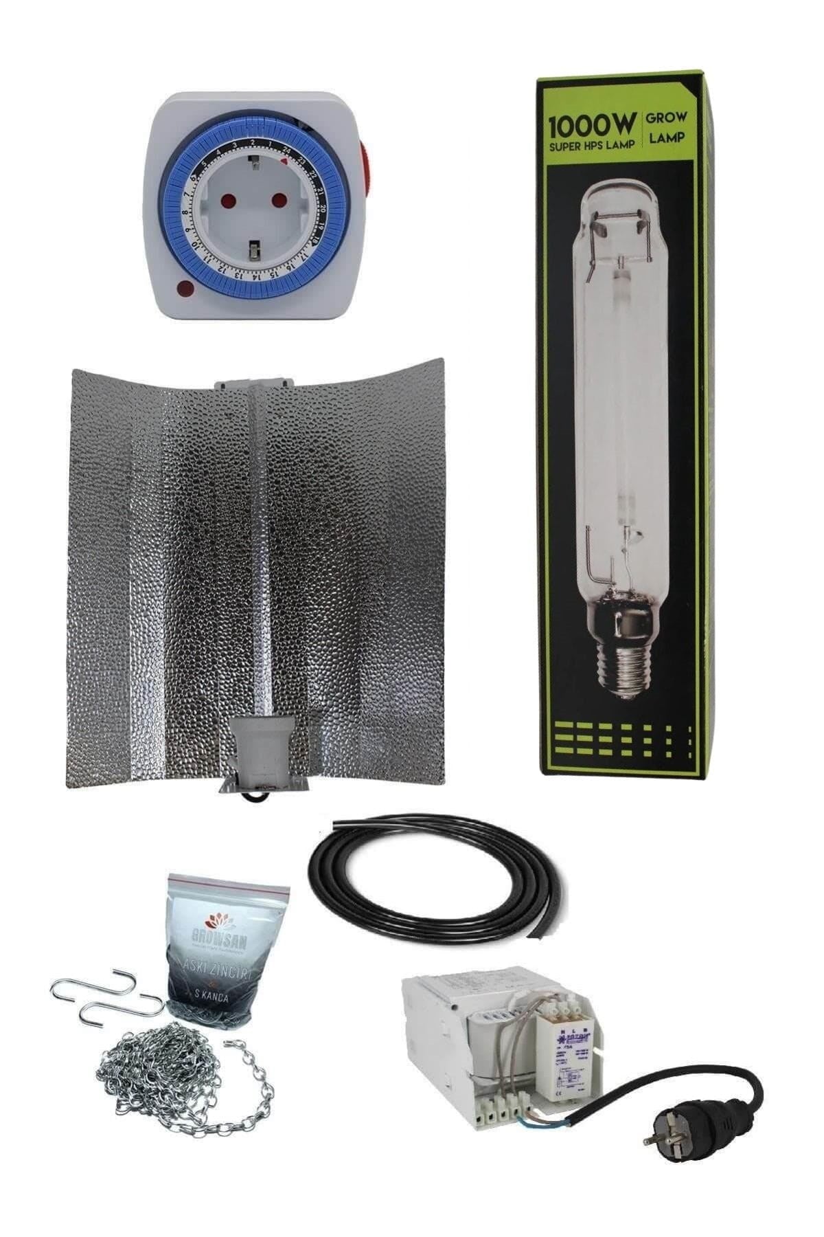 1000 W Foton balastlı HPS set – büyük balast kiti, yüksek güçlü sodyum ampul ve geniş reflektör