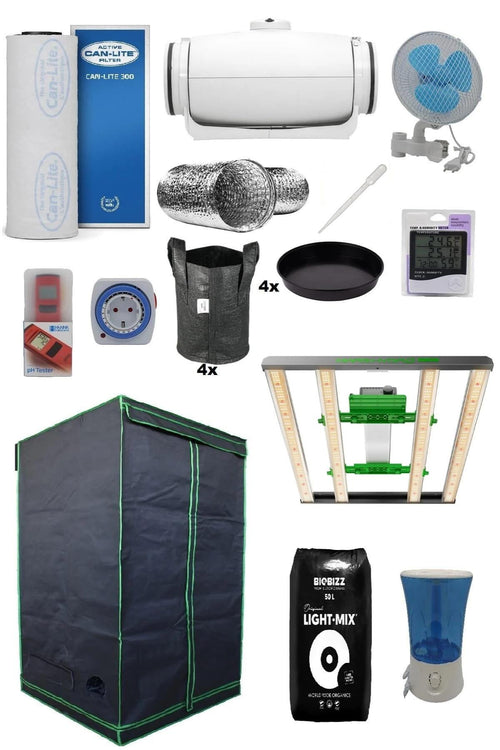 100x100x200 cm Pro kabin seti – yetiştirme kabini, LED panel, sessiz fan seti ve ölçüm cihazları