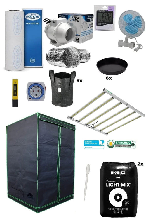 140x140x200 cm Eco kabin seti – büyük yetiştirme kabini, LED panel, fan seti ve kumaş saksılar