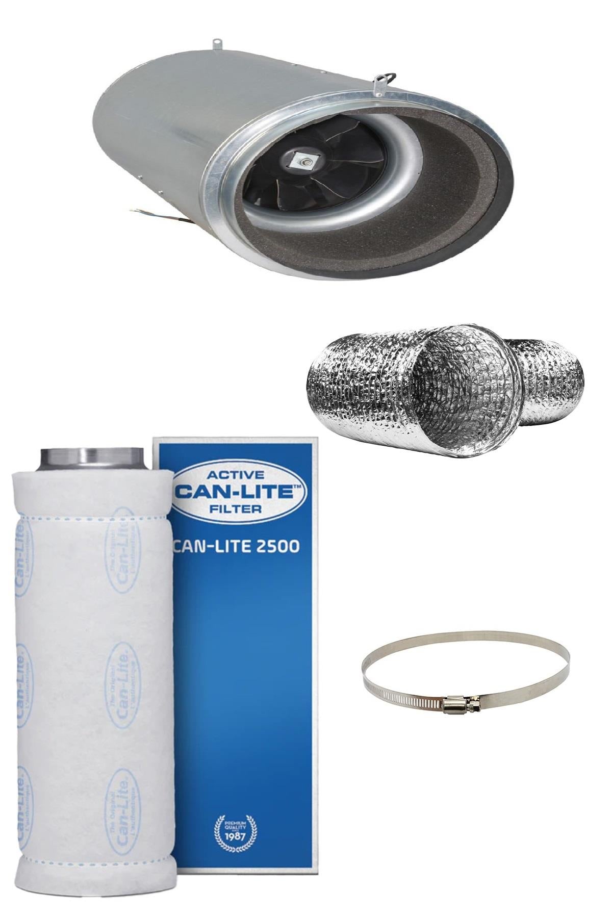 2750 m³ Can Lite fan seti – büyük çelik karbon filtre, izole gövdeli Iso-Max fan ve geniş çaplı esnek kanal