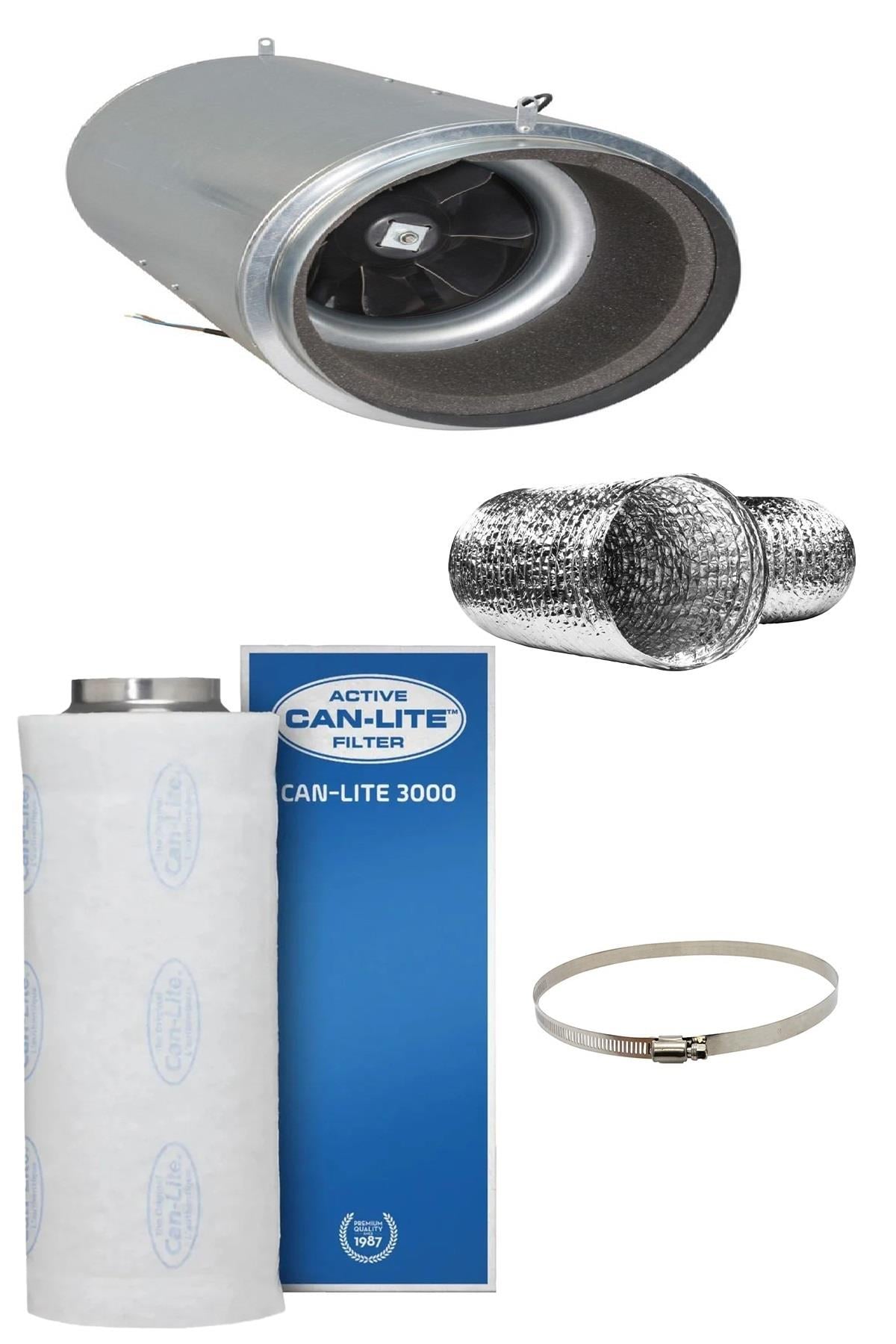 3300 m³ Can Lite fan seti – en büyük boy çelik karbon filtre, 315 mm izole gövdeli fan ve geniş esnek kanal
