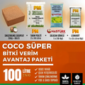 Coco Süper Bitki Verim Avantaj Paketi 100 litre – cocopeat, perlit, solucan gübresi ve leonardit