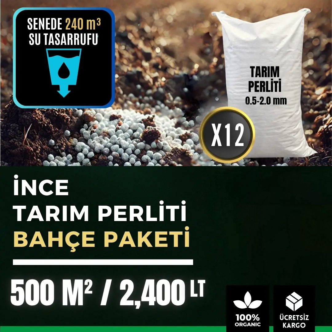 İnce perlit bahçe paketi 500 m² – 2.400 litre, 12 çuval
