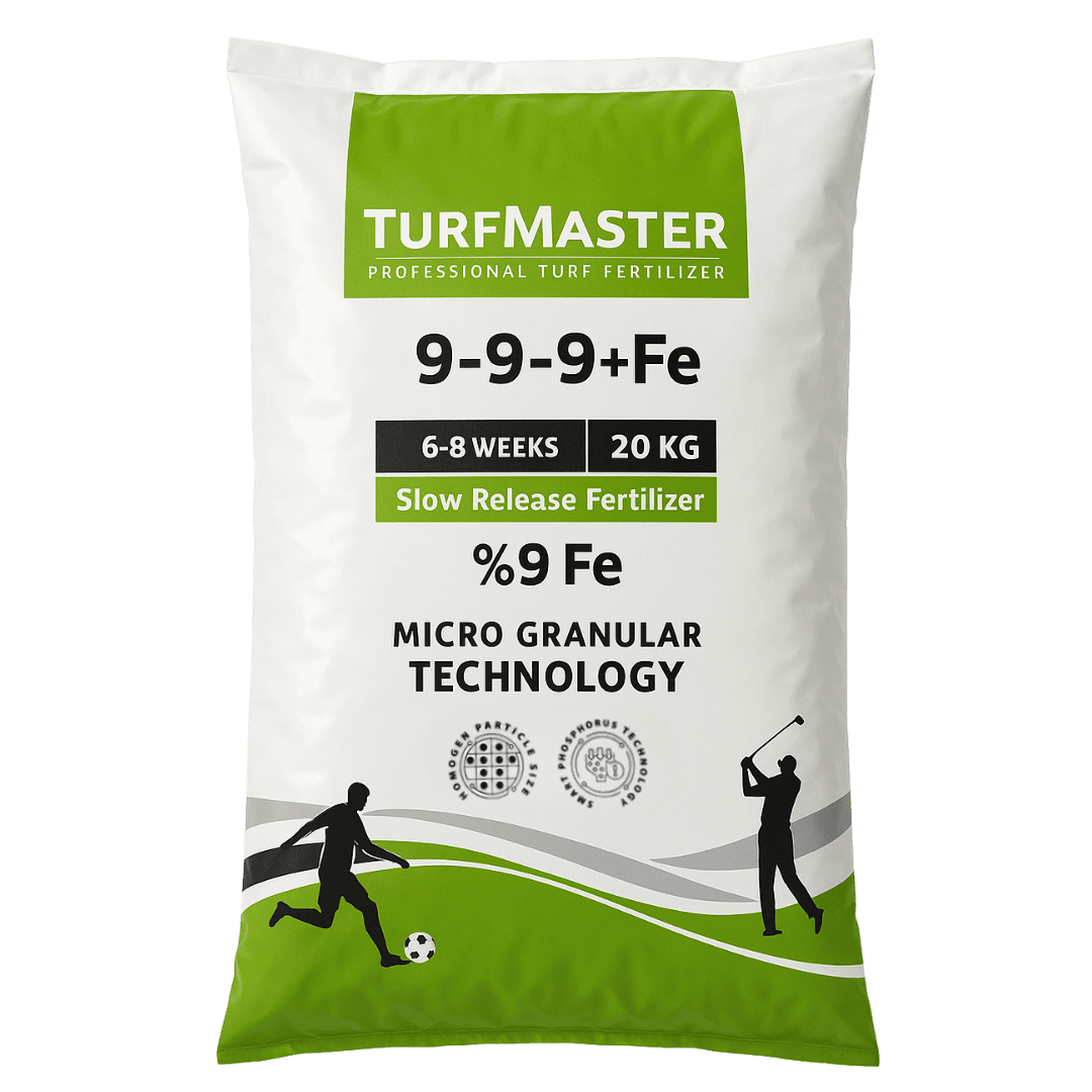 TurfMaster 9-9-9+Fe %9 Demir Yavaş Salınımlı Profesyonel Çim Gübresi – 20 kg - ambalajlı gübre ürünü görseli