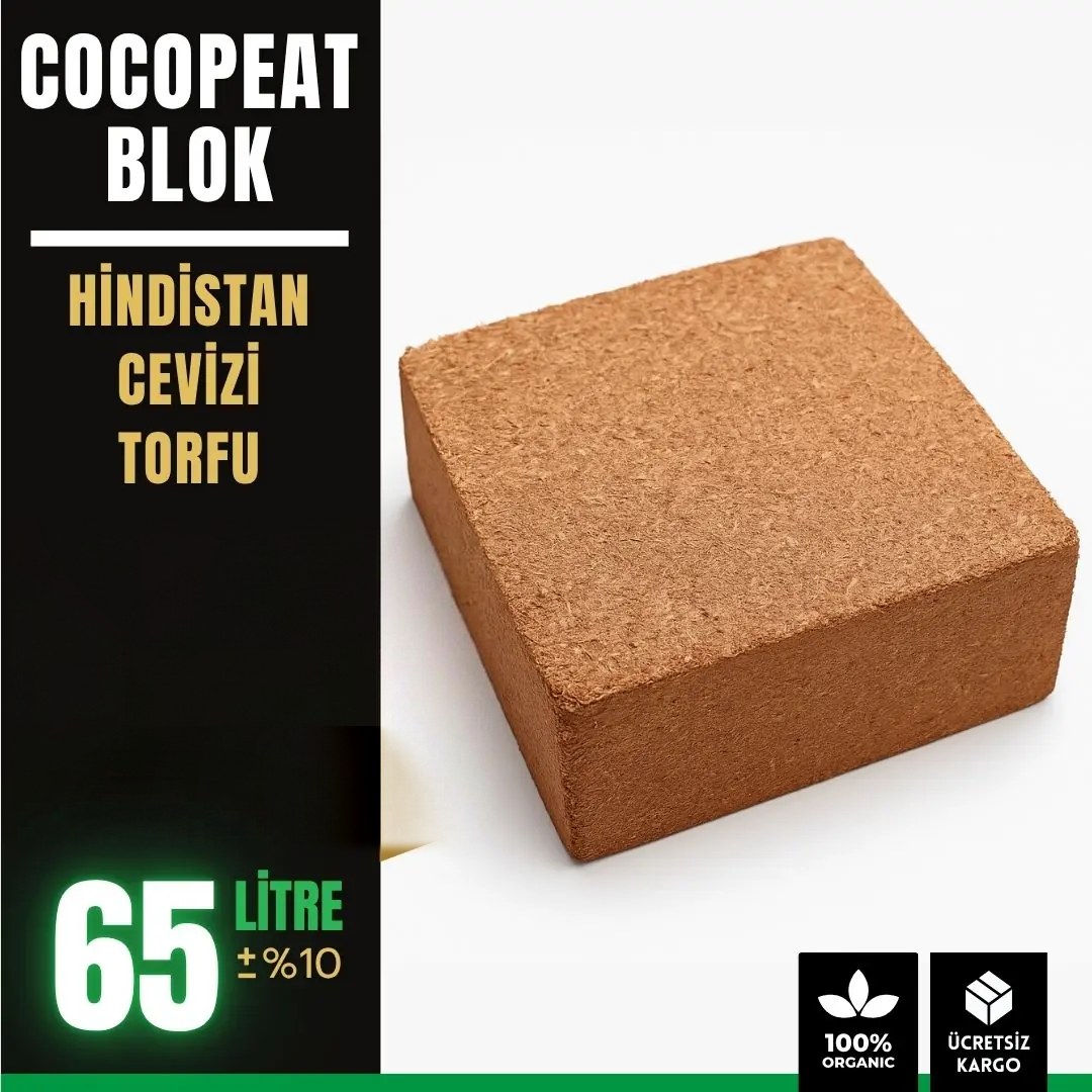 Sıkıştırılmış Cocopeat (Kokopit) Hindistan Cevizi Torfu Blok 4-5Kg (65 Litre)
