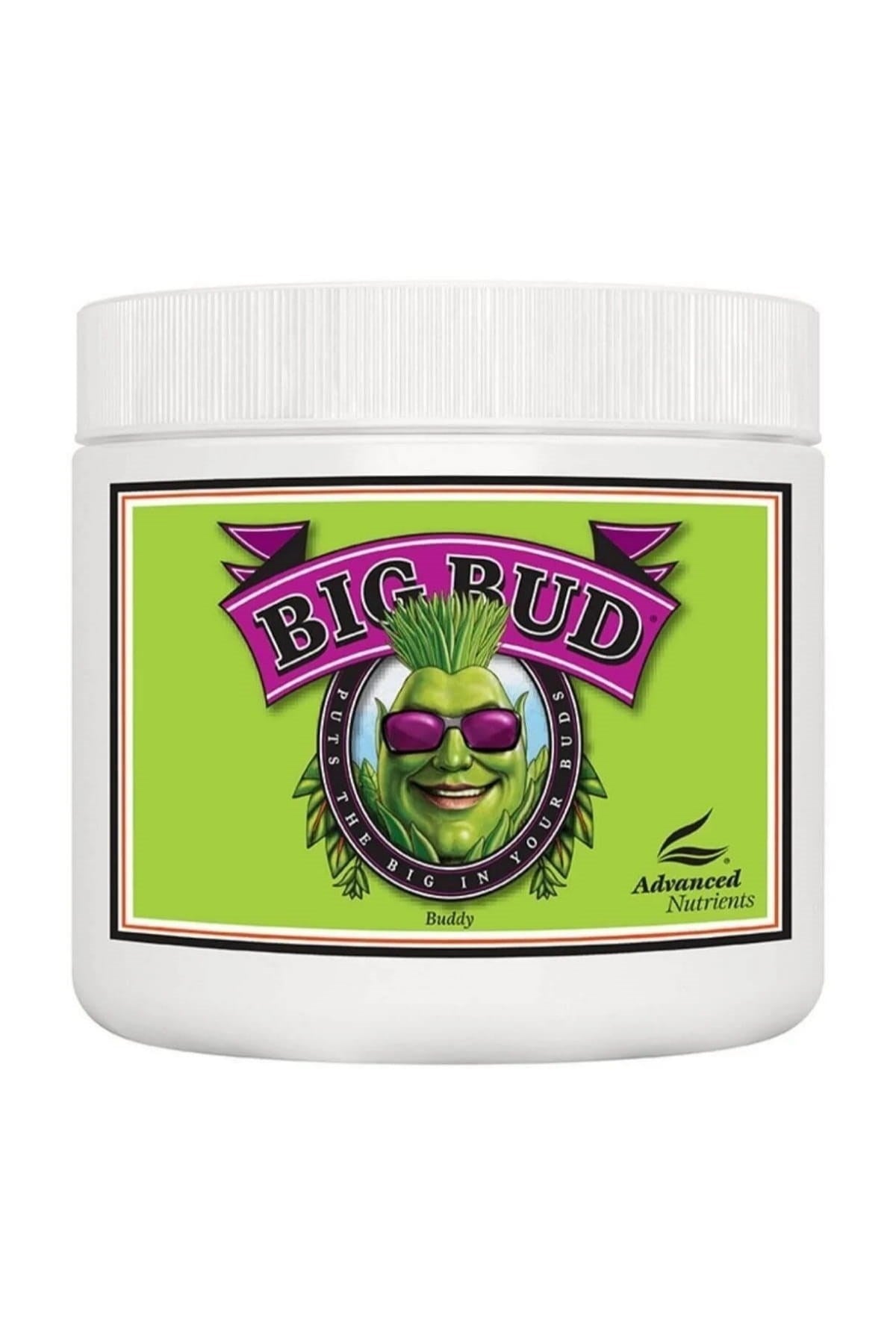 Big Bud Powder 130 gr beyaz kapaklı silindirik plastik kavanoz – parlak yeşil etiketli gövde