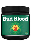 Bud Blood Powder 2,5 kg siyah büyük silindirik kavanoz – koyu yeşil etiket, beyaz el yazısı marka