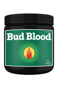 Bud Blood Powder 300 gr siyah silindirik kavanoz – koyu yeşil etiket, beyaz el yazısı marka adı