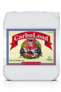 CarboLoad 5 litre beyaz kulplu bidon – krem rengi etiket, kırmızı bantlı figürlü ön yüz, geniş kapak