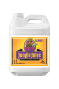 Jungle Juice Bloom 500 ml beyaz bidon – turuncu sarı etiket, mor lotus çizimi, mor BLOOM bandı