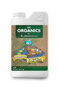 BigMike's OG Tea 1 litre beyaz şişe – kahverengi yeşil etiket, OG Organics bandı ve çay içen figür çizimi
