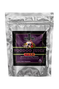 Voodoo Juice Plus Tablet 10x0,125 gr gümüş folyo ambalaj – siyah mor etiket, kuru kafa figürlü ön yüz