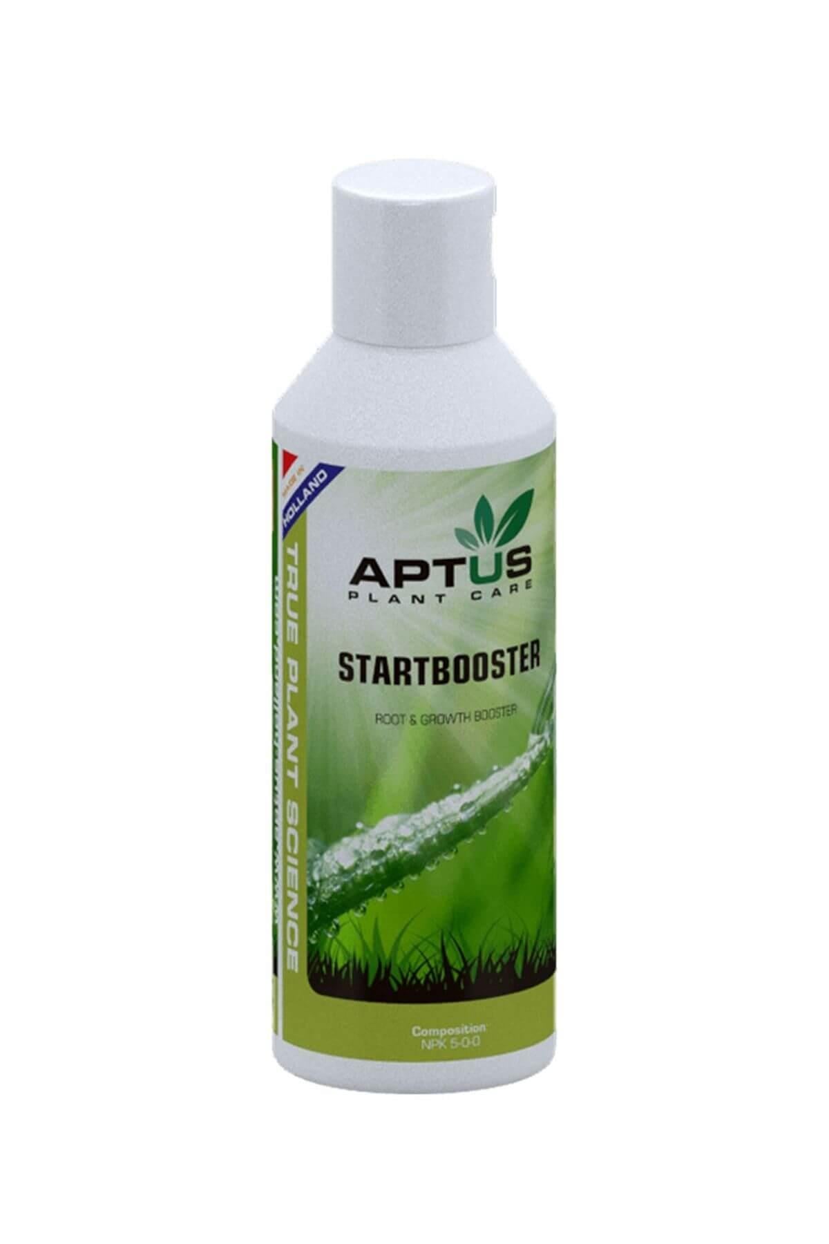 Aptus Startbooster 100 ml – orta boy koyu şişe ve Aptus Holland markalı beyaz ürün etiketi