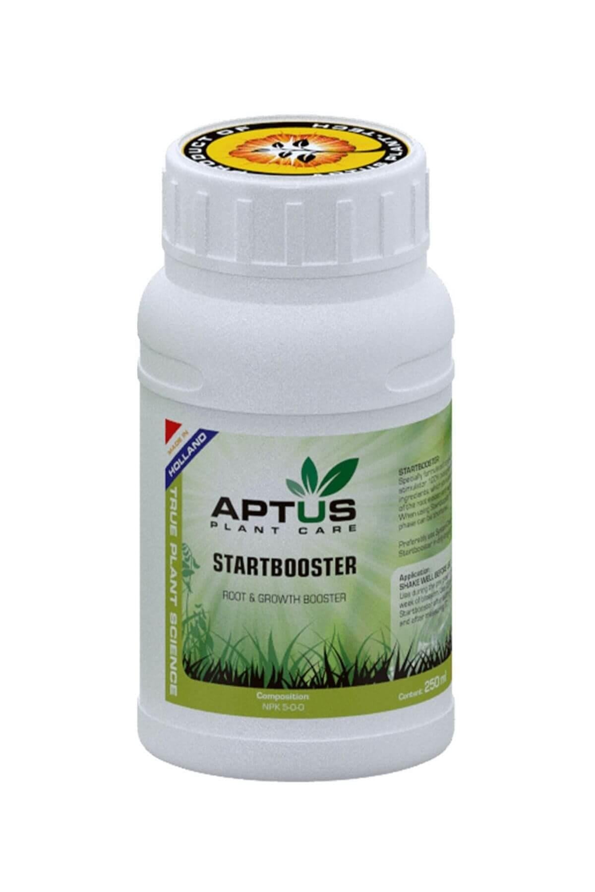 Aptus Startbooster 250 ml – büyük şişe ambalaj, ölçekli boyun ve Startbooster yazılı ürün etiketi