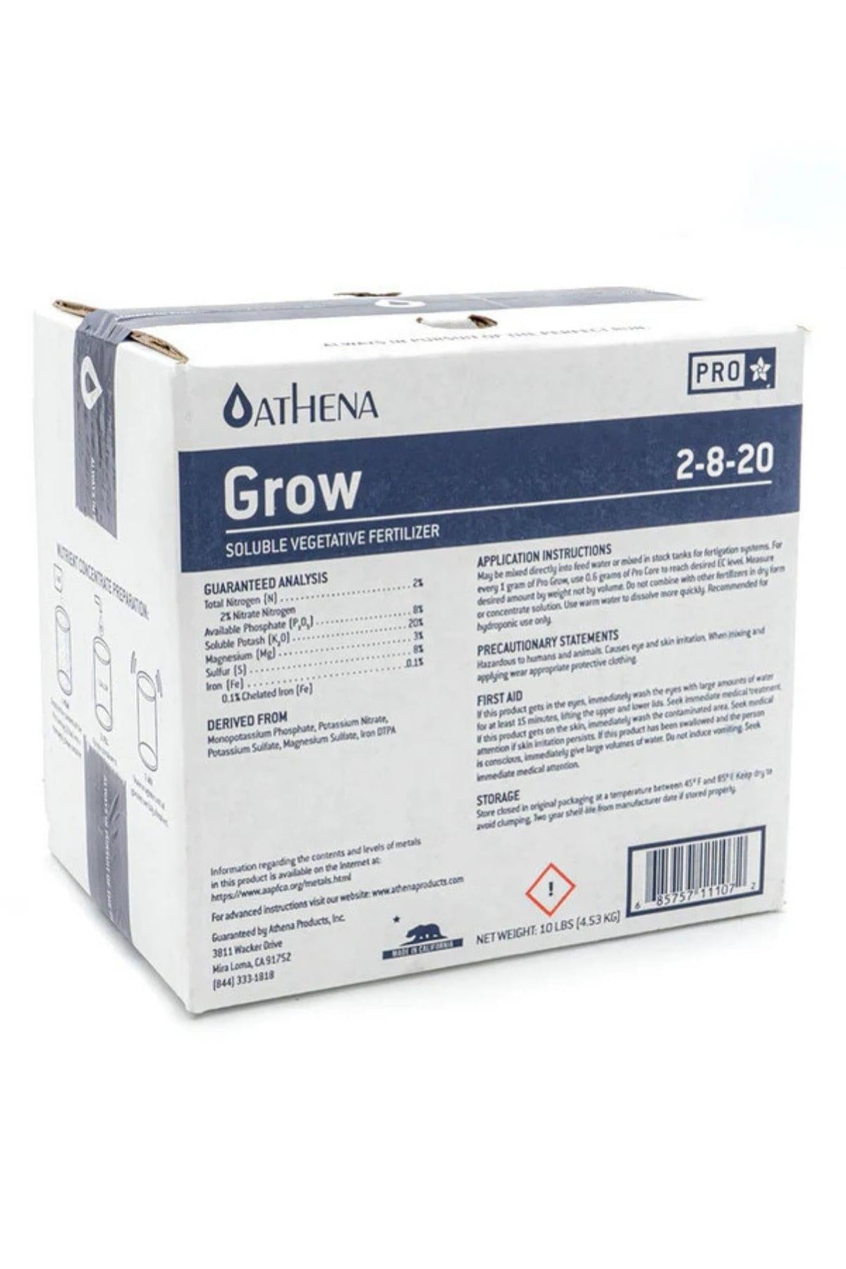 Athena Pro Grow 4,5 kg – beyaz kutu ambalaj, Athena logosu ve Pro Grow yazılı renkli etiket