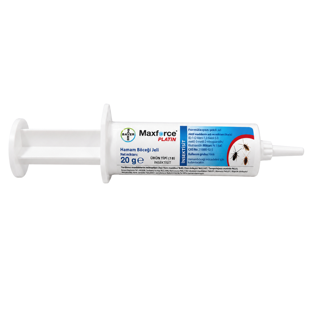 Bayer Maxforce Platin 20 g hamam böceği jeli enjektör ambalajı