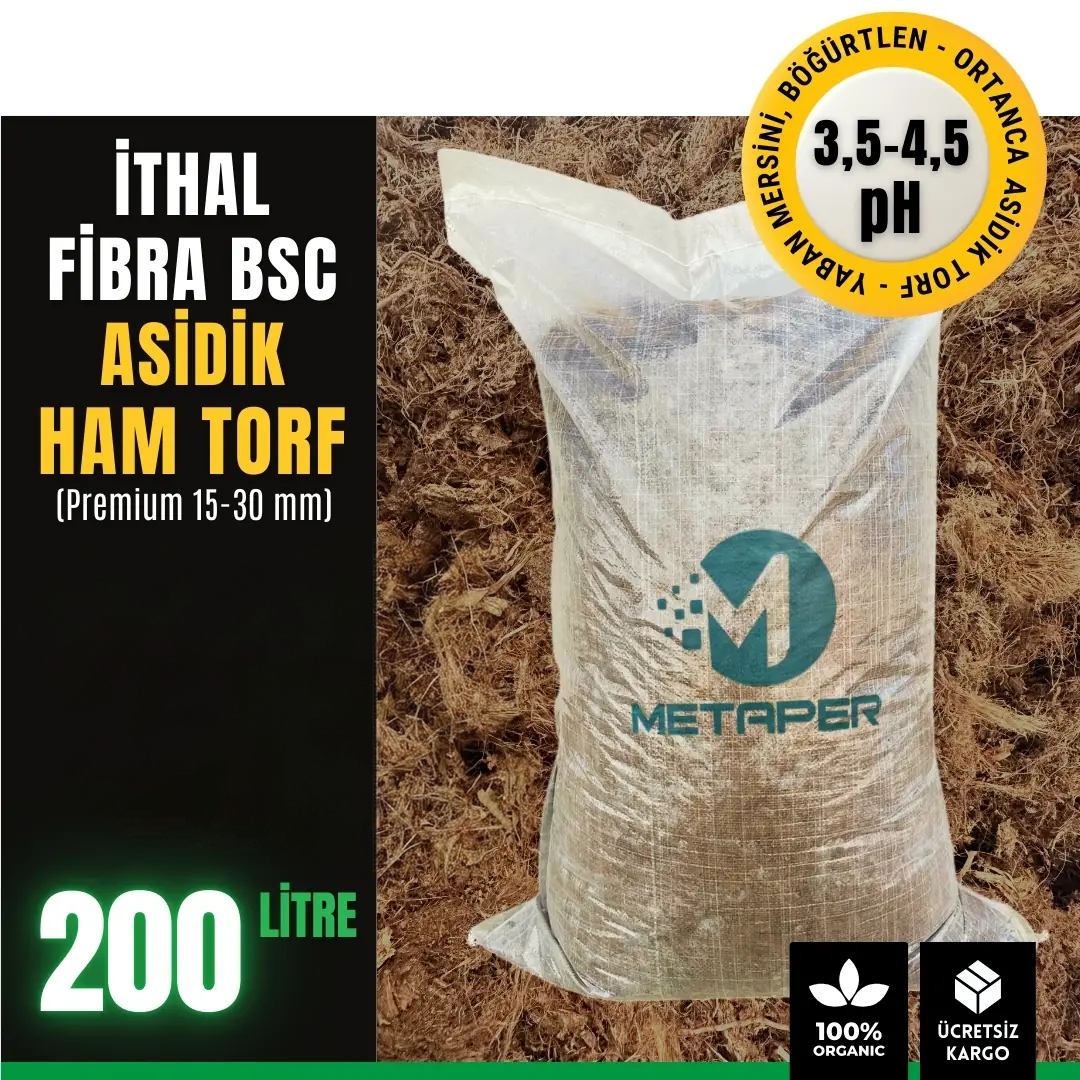 FIBRA BSC ithal asidik ham torf – 200 litre, pH 3,5-4,5 balya