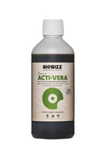 Acti Vera 500 ml koyu renkli şişe – bej etiket, yeşil daire simgesi, World Wide Organics alt bandı