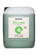 Alg A Mic 10 litre açık yeşil renkli büyük bidon – bej kraft etiket, yeşil yaprak diski, beyaz kapaklı