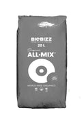 Biobizz All Mix 20 litre gri plastik çuval – siyah beyaz halka logolu, 20 L hacim baskılı