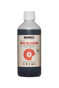 Bio Bloom 500 ml koyu renkli şişe – bej etiket, turuncu daire simgesi, World Wide Organics yazılı alt bant