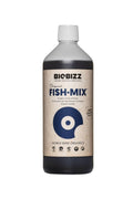 Fish Mix 1 litre koyu renkli şişe – bej kraft etiket, lacivert disk, siyah Biobizz logolu üst kısım