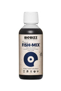 Fish Mix 250 ml koyu renkli şişe – bej kraft etiket, lacivert daire simgesi, beyaz vidalı kapak