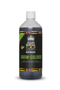 Grow Soldier 1 litre siyah şişe – siyah etiket, taç amblemi, renkli desenli çerçeve, gümüş üst kısım