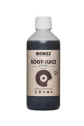 Root Juice 500 ml koyu renkli şişe – bej etiket, kahverengi daire simgesi, World Wide Organics alt bandı