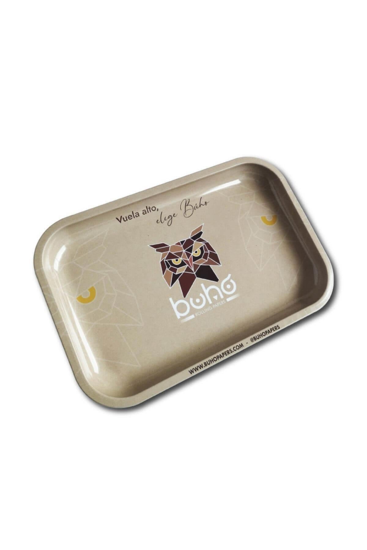 Büyük metal tepsi Buho Doğal – 27x16 cm alüminyum tepsi, doğal tonlu baskısı ve kavisli kenarı