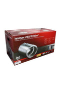 Can Iso-Max Silent 250 mm fan – silindirik yalıtımlı metal gövde, kanal flanşları ve güç kablosu