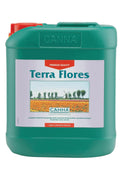 Terra Flores 10 litre yeşil büyük bidon – leylak etiket, çiçekli tarla görseli, kırmızı kapak, kulplu