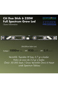 Citi 6 Duo Stick 320 W grow LED lamba – uzun çubuk modüllü, dar alanlar için full spektrum bitki lambası
