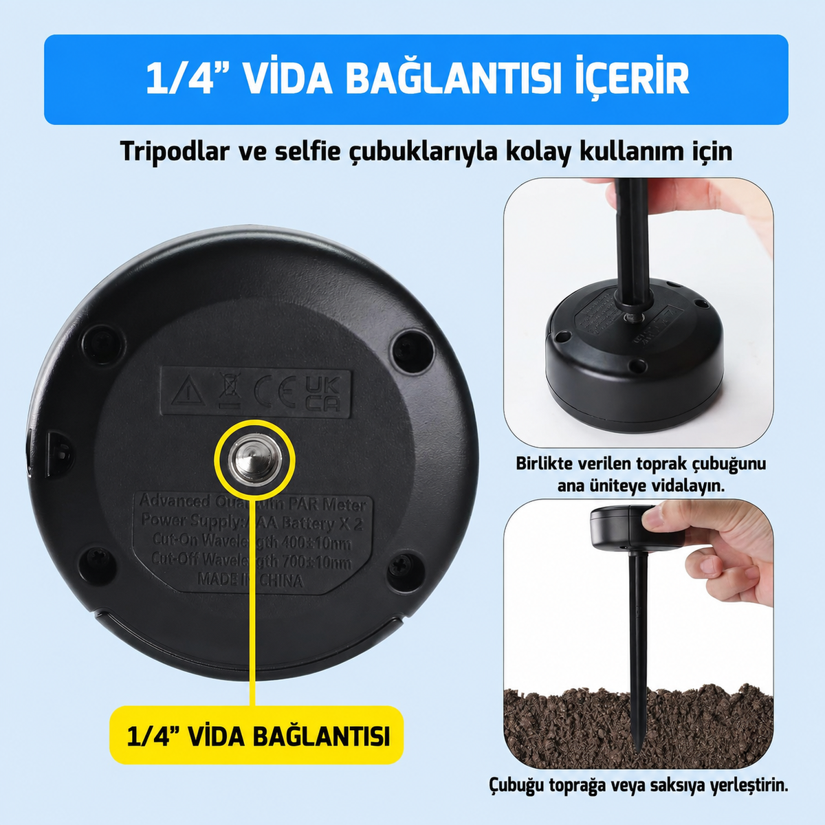 Günlük Işık Toplamını Kaydeden PAR Ölçer DANOPLUS – PPFD, DLI ve Işıklı Süre, IP65