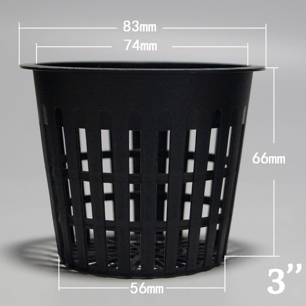 Izgara Gövdeli Siyah Net Pot Saksı – 48, 50, 55 ve 80 mm Boylar, Paketli
