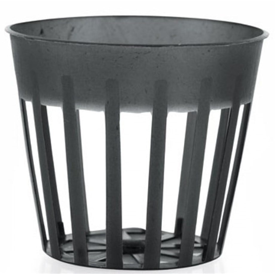 Izgara Gövdeli Siyah Net Pot Saksı – 48, 50, 55 ve 80 mm Boylar, Paketli
