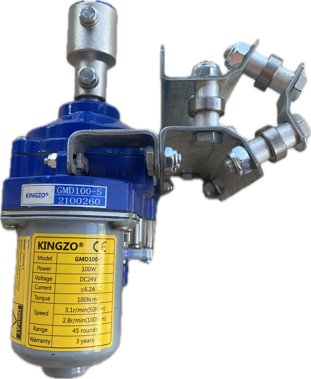 Sarmalı Yan Duvar ve Çatı Havalandırması İçin 24 V Redüktör Kingzo GMD100-S – 100 N·m