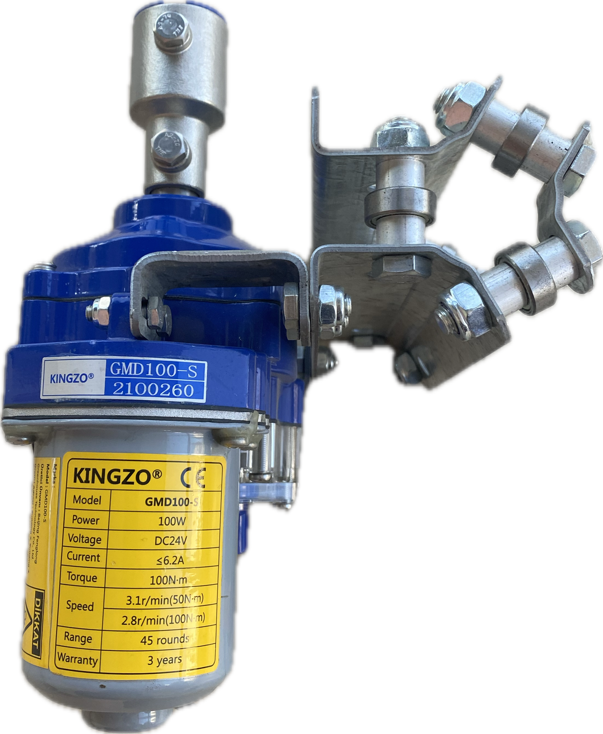 Sarmalı Yan Duvar ve Çatı Havalandırması İçin 24 V Redüktör Kingzo GMD100-S – 100 N·m
