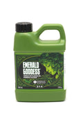 Emerald Harvest Emerald Goddess 500 ml – koyu yeşil kulplu şişe, yapraklardan oluşan kadın yüzü illüstrasyonlu etiket