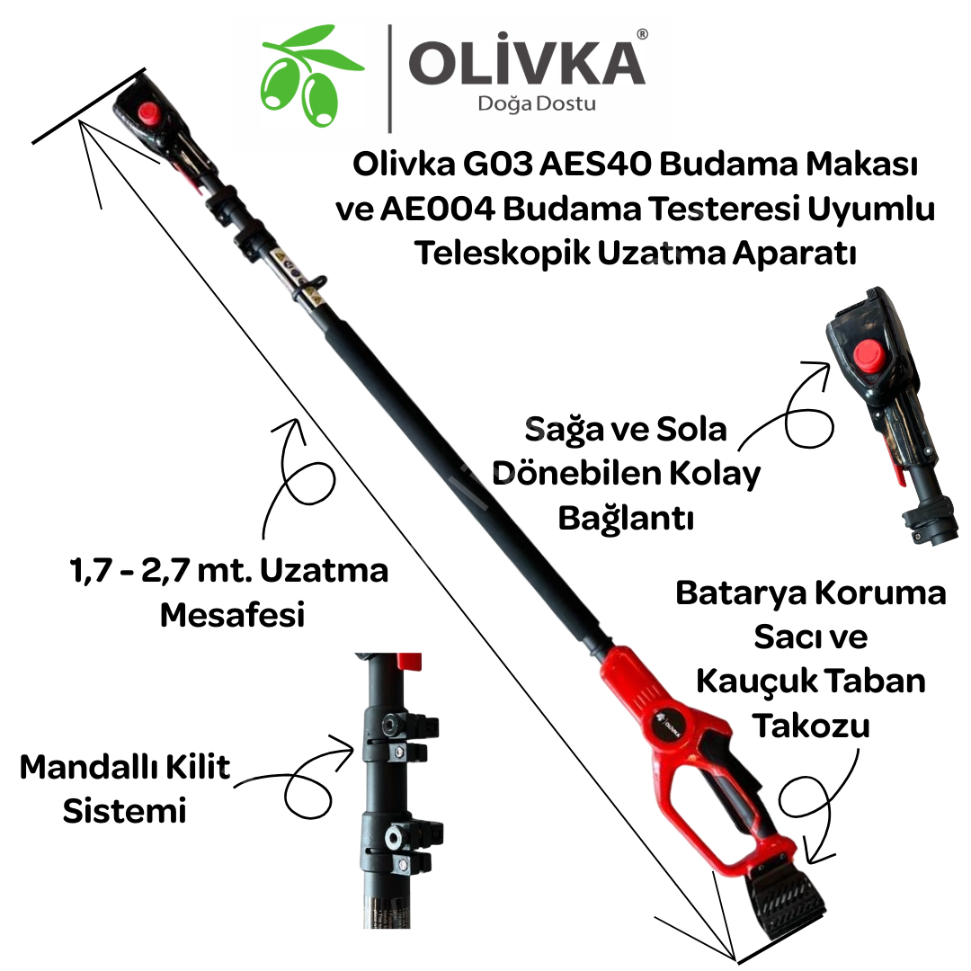 Olivka G03 Uzatma Sapı 2,7 m - ürünün ambalaj ve kullanım görünümü 1
