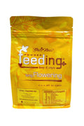 GHF Long Flowering 500 gram sarı folyo poşet – yapraklı desen, ürün adı yazılı ön yüz, kilitli ağız