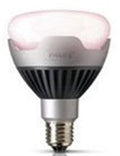 Philips GreenPower LED flowering ampulü – gri gövdeli E27 duylu lamba, pembe-beyaz ışıklı mercek yüzeyi