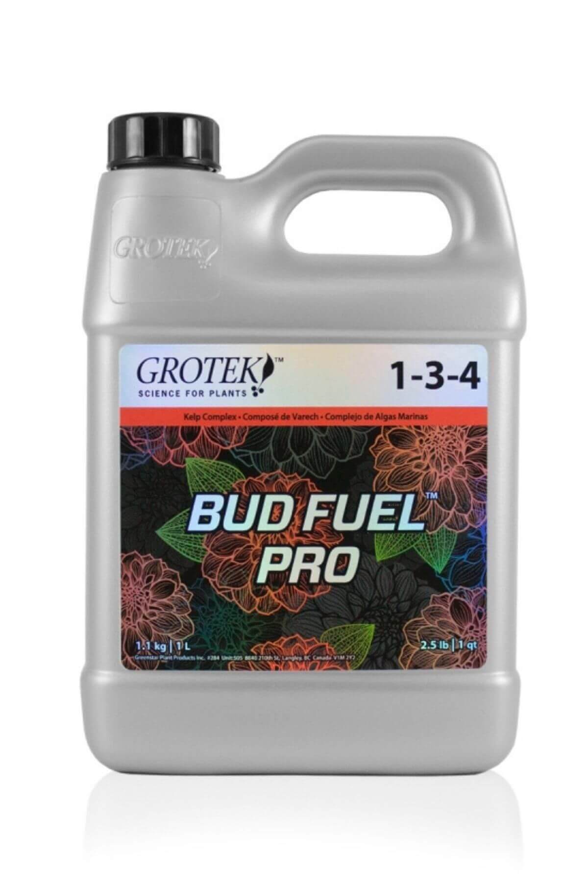 Grotek Bud Fuel Pro 1 litre – kapaklı plastik şişe ve Grotek logolu renkli ürün etiketi