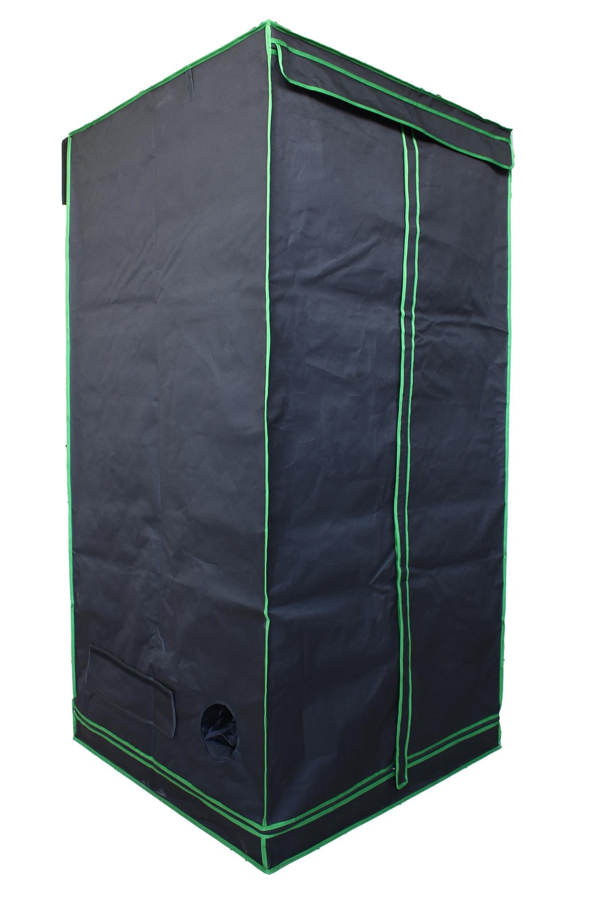 Grow Wizard 120x120x200 cm kabin – geniş siyah yetiştirme kabini, fermuarlı kapak ve iç kaplaması